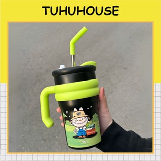 Ly giữ nhiệt khắc tên LABUBU 500/700ml có ống hút, cốc nước giữ nhiệt nóng lạnh inox 316 có tay cầm tiện lợi – TUHUHOUSE