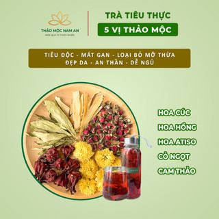Trà Tiêu Thực 5 Vị Thảo Mộc (Gói Lẻ) Đẹp Da, Đẹp Dáng, Thanh Lọc, Mát Gan