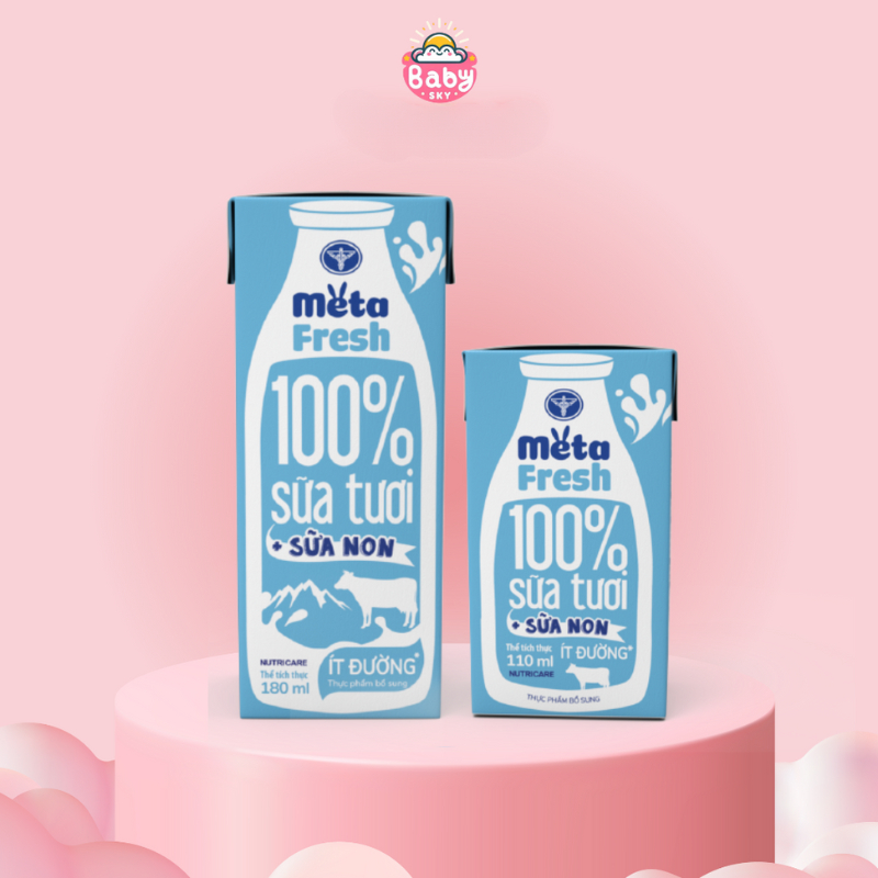 Sữa tươi ít đường bổ sung sữa non Meta Fresh (lốc 4 hộp)