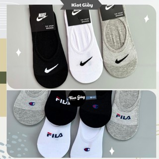 Tất lười vô hình nam nữ - Tất vớ Nike, FILA, Champion thể thao dệt lưới thoáng khí, chống tuột gót