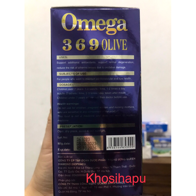 Viên uống DẦU CÁ OMEGA 369 Olive hỗ trợ sáng mắt, đẹp da, tốt cho tim mạch, não bộ chính hãng 100 viên