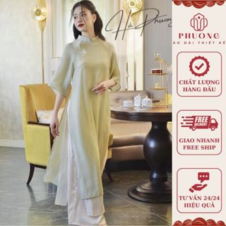 Áo Dài Cách Tân Hồ Điệp Lụa Tơ Mềm Cao Cấp Phương May Sẵn Áo Suông Cổ Cao 4 tà Nhẹ Nhàng Thướt Tha
