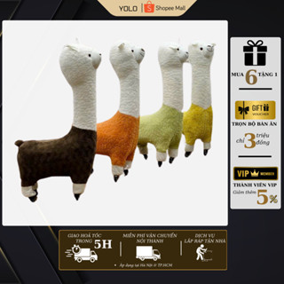 Ghế đồ chơi lạc đà Alpaca YOLO trẻ em có bánh xe, khung gỗ thông hàng nhập khẩu cao cấp hiện đại