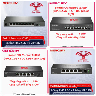 Bộ Chia Mạng Switch 5 cổng 8 cổng port Gigabit 2.5G Vlan Mercury SE106 SE109 SE105M  POE SE106P SE109P Pro