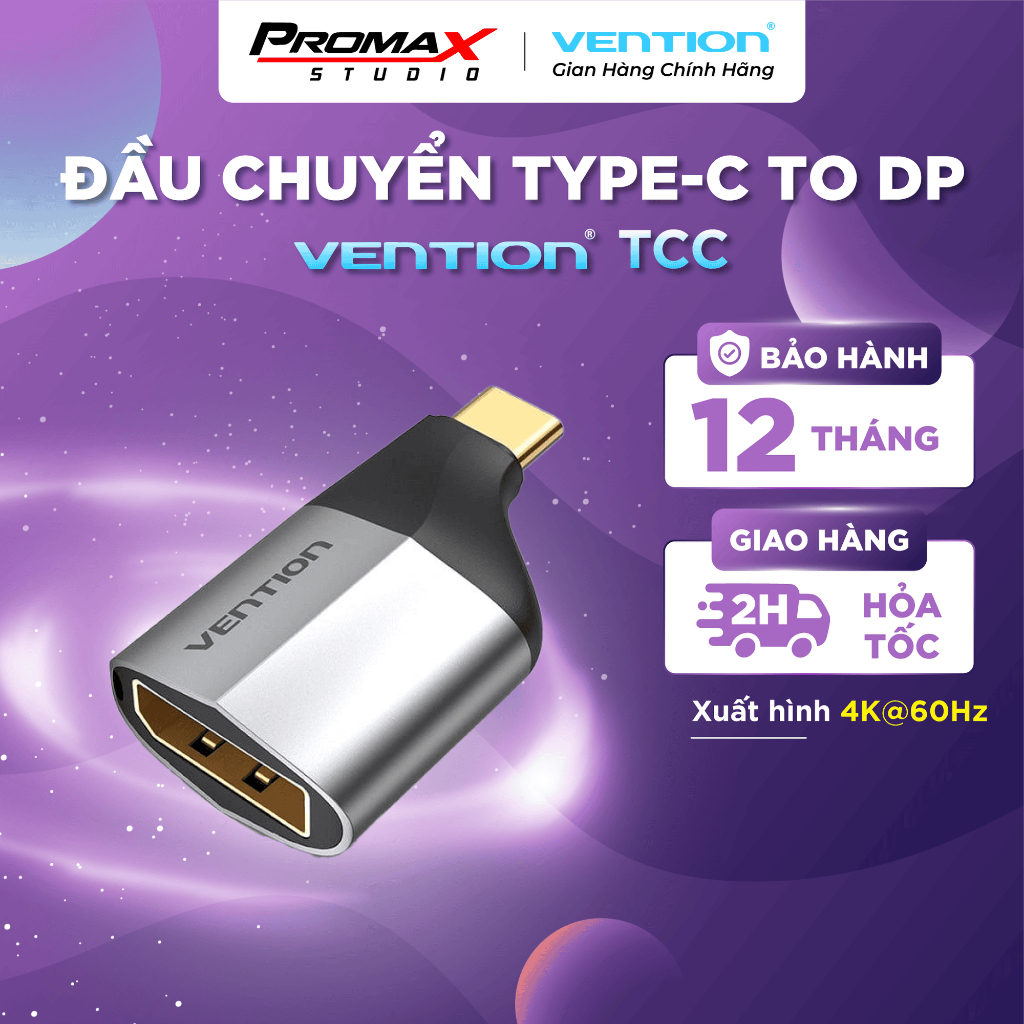 Đầu Chuyển Type-C to DP 4K VENTION TCC (4K@60Hz)