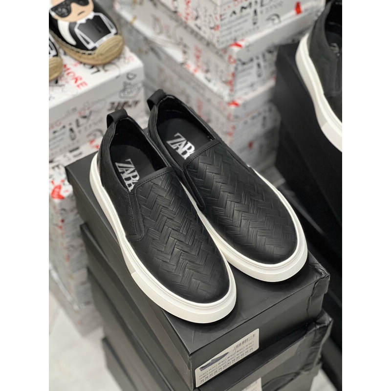 Slipon Zara - Zara Vân Đan Chéo Vân Mịn Cân Xứng - Bản Cao Cao Loại 1aa