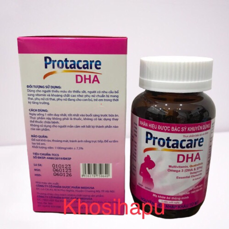 Viên uống bổ máu Protacare DHA bổ sung sắt vitamin dưỡng chất cho người thiếu máu cần phục hồi sức khoẻ phụ nữ mang thai