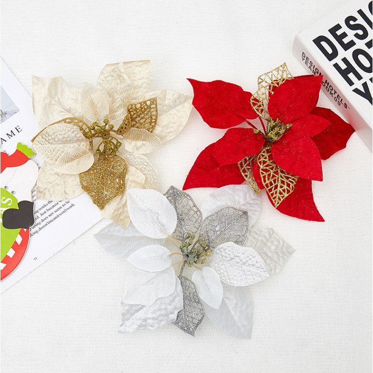 Bông hoa lớn sang trọng 20cm trang trí noel giáng sinh