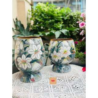 Bình gốm Bát tràng/ bình dáng ly vẽ 3d