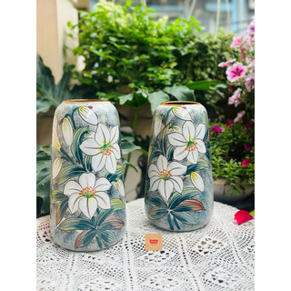 Bình gốm Bát tràng/ bình dáng ly vẽ 3d