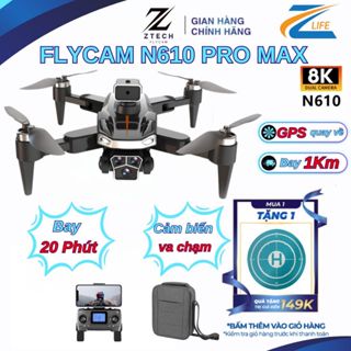Flycam Drone mini N610 Pro Max ZLIFE Camera 4k định vị GPS cao cấp, Playcam cảm biến va chạm 360 độ