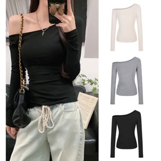 Áo thun trễ vai một bên tay dài,chất lụa xịn áo cổ lệch vai, tôn dáng Nữ Women Top Ong A126