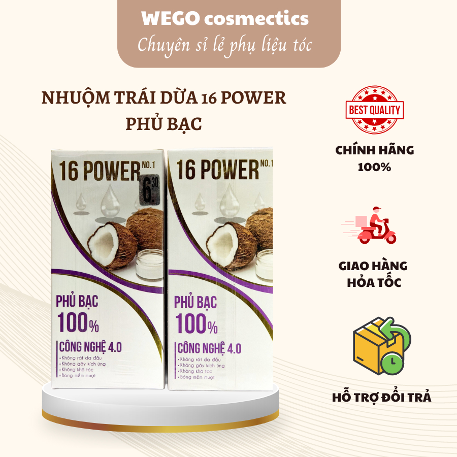 Nhuộm trái dừa 16 Power phủ bạc [Wego_Cosmectics]
