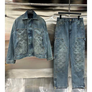 [Hight Quality] Hàng Có Sẵn!! Full Bộ Denim LV Luon Vuituoi - Họa Tiết Monogram Padded Sang Trọng Jacket LV Khoác Jean