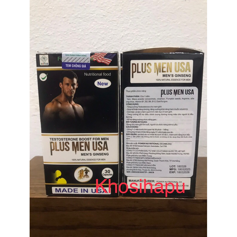 Viên uống Plus Men USA nhập khẩu nguyên hộp từ Mỹ hỗ trợ tăng cường sức khoẻ cho nam giới mạnh mẽ chính hãng 30 viên
