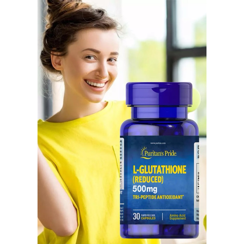 Viên Uống Làm Trắng Da, Giảm Nám, Thải Độc L- Glutathione (Reduced) 500mg Puritan's Pride 30viên