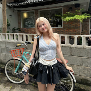 Áo croptop cổ yếm linen hở lưng cột dây basic quyến rũ phối mọi outfit mùa hè MA373 Noiree