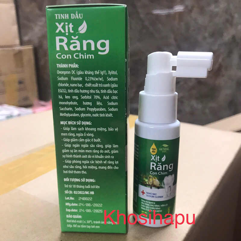 Xịt sâu răng cho bé CON CHIM chính hãng dùng cho người sâu răng, viem lợi, chảy máu chân răng, ê buốt, hôi miệng 30ml