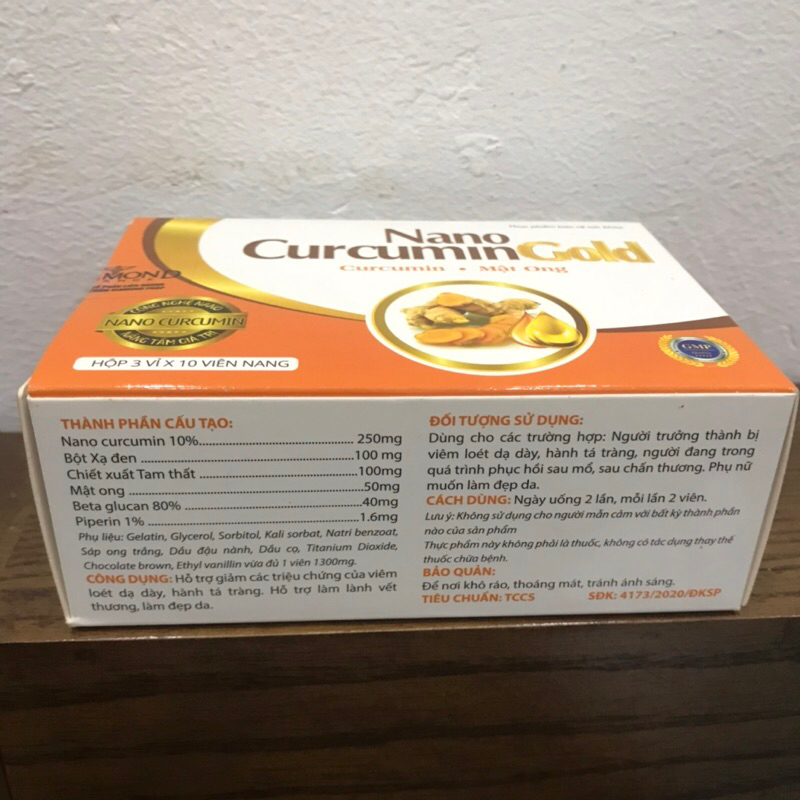 Viên uống Nghệ Nano Curcumin Gold hỗ trợ dạ dày, tá tràng khoẻ mạnh làm đẹp da sáng da giảm nám chống oxy hoá làn da