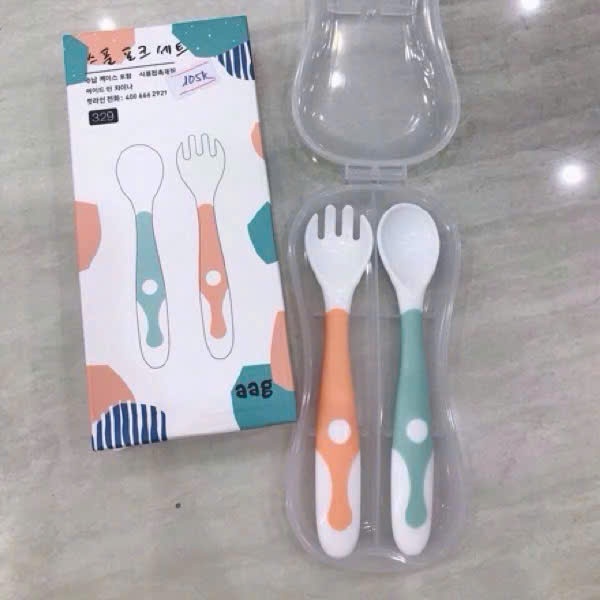 SET 2 THÌA DĨA ĂN DẶM SILICON AAG