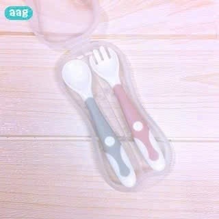 SET 2 THÌA DĨA ĂN DẶM SILICON AAG