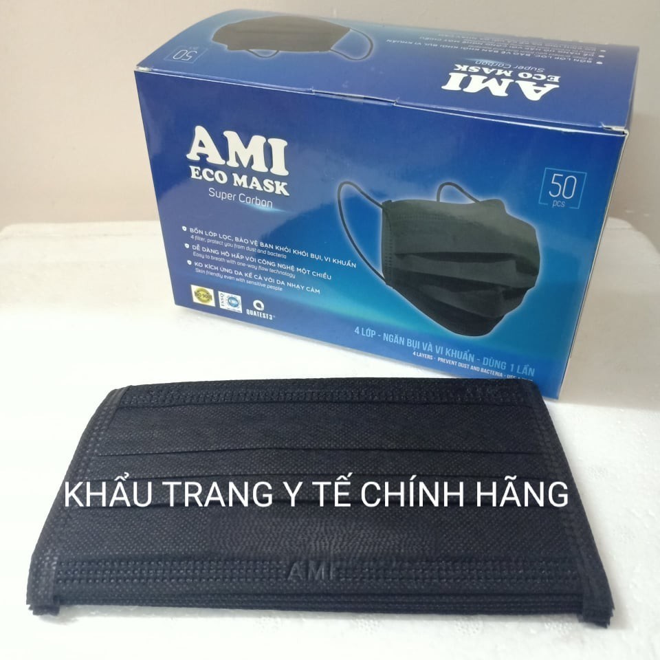 Khẩu trang than hoạt tính AMI (Hàng chính hãng - 4 lớp)