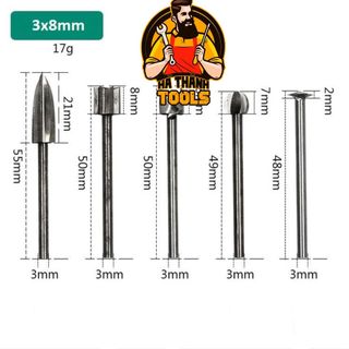 Bộ 5 mũi chạm khắc làm gỗ lũa mini trục 3mm