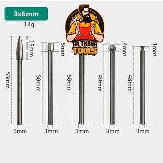Bộ 5 mũi chạm khắc làm gỗ lũa mini trục 3mm