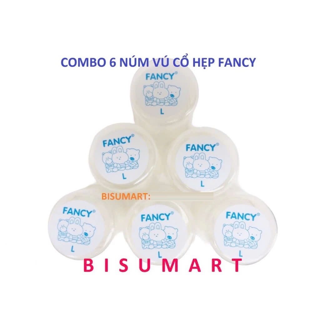 COMBO 6 Núm Vú cổ hẹp Fancy LY Silicone Siêu Mềm
