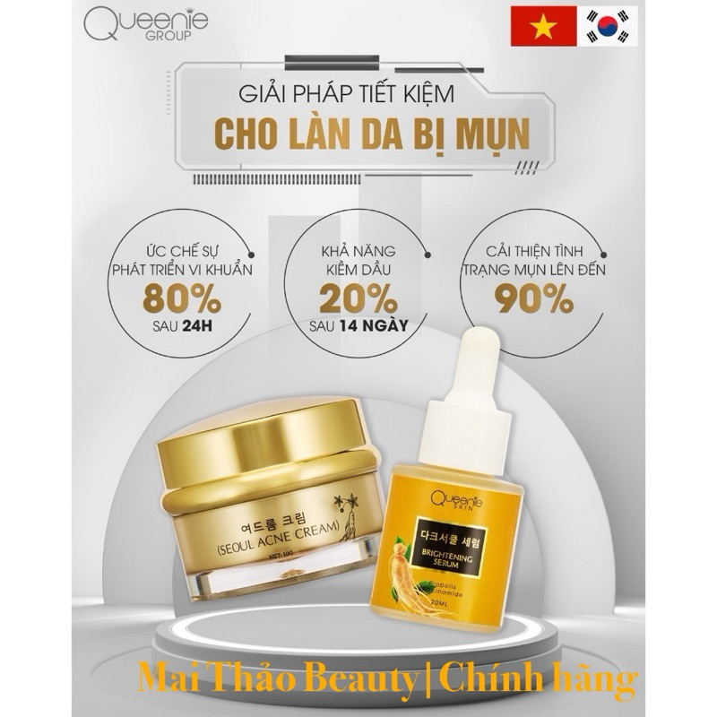 [Tặng Serum Mụn ] Kem Face Mụn Sâm Seoul Hàn Quốc Queenie Skin - Kem Face Mụn Queenie Skin Seoul Hàn