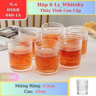 Bộ 6 Ly thủy tinh cao cấp 300ml,Hộp 6 cốc uống bia whisky Root 340ml thủy tinh pha lê,Ly Thủy Tinh