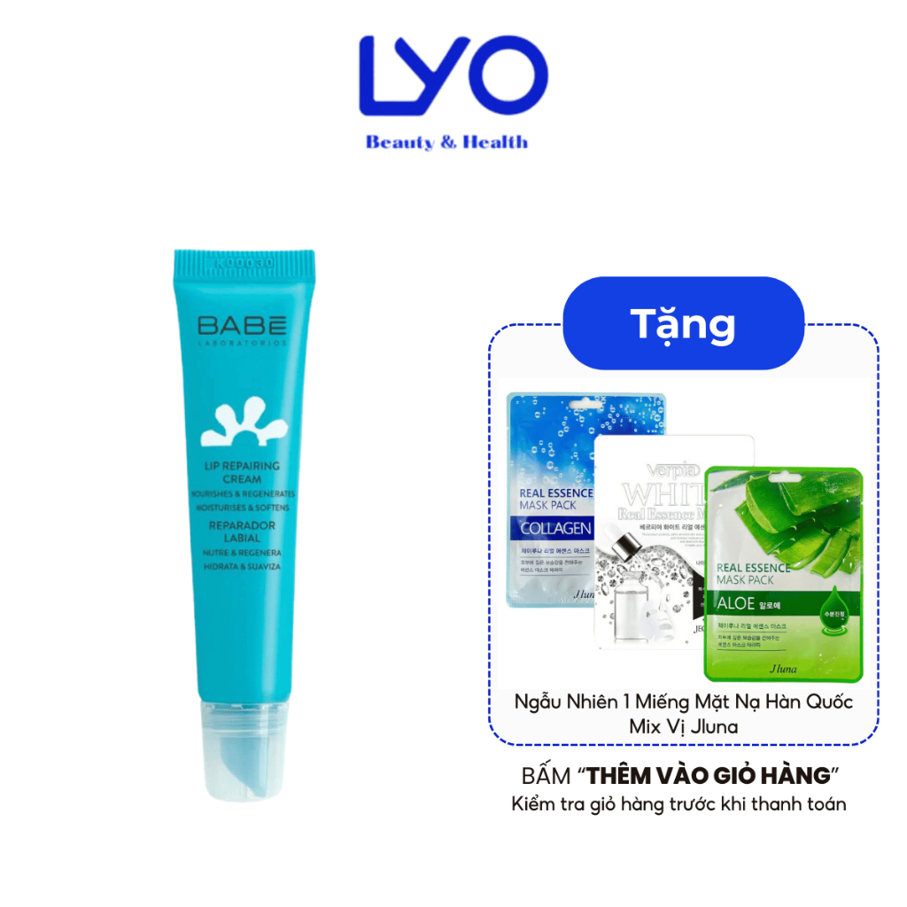 Son Dưỡng Môi Căng Mọng, Giảm Nứt Nẻ BABE Laboratorios Babé Lip Repairing Cream 15ml