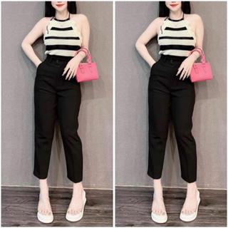  Quần baggy nữ 9 tấc LƯNG BẢN có khóa kéo chất umi hàn co giãn thiết kế có bigsize 