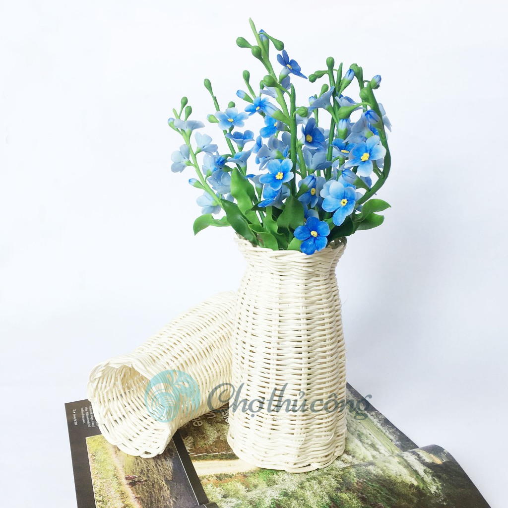 Lọ hoa đan mây tự nhiên - Bình cắm hoa mây tre đan thủ công, Bình hoa decor trang trí handmade, KT M