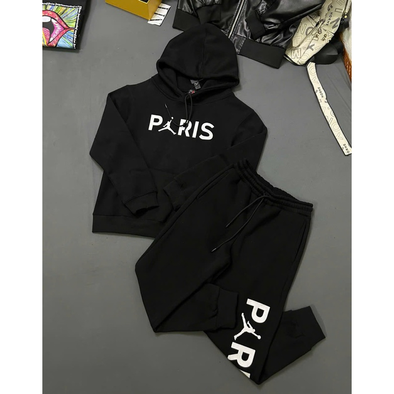 Bộ quần áo nỉ dài tay thể thao nam PSG ngực in chữ hãng paris lưng vòng in hot hit