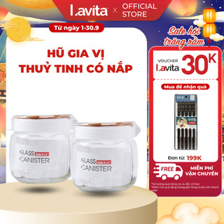 Hũ Thủy Tinh Có Nắp Đậy Đựng Gia Vị Đựng Kẹo Xoay 2 in 1 Thông Minh Lilac