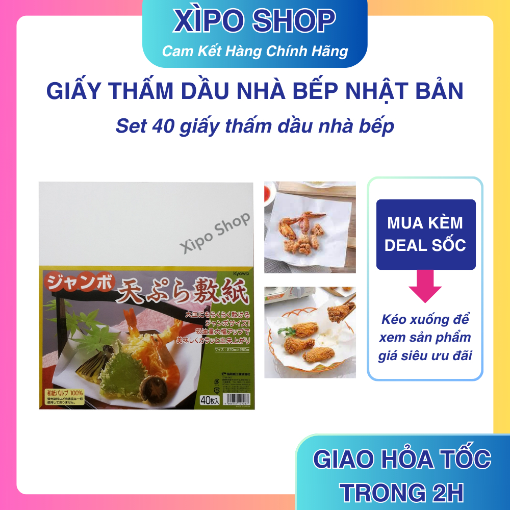 Set 40 Giấy Thấm Dầu Nhà Bếp Nhật Bản - Thấm Dầu Đồ Chiên Rán