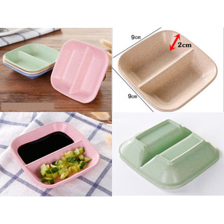 Chén chấm gia vị 2 ngăn nhựa lúa mạch