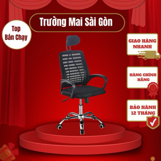 Ghế xoay có cổ tựa đầu văn phòng làm việc nệm êm lưng lưới cao cấp Trường Mai Sài Gòn