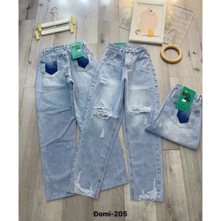 Quần baggy jean lưng cao basic