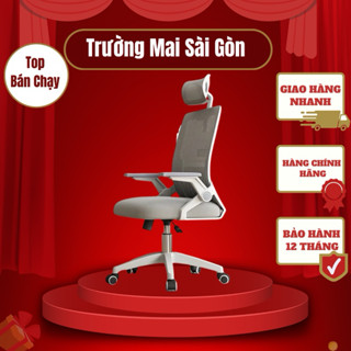 Ghế xoay làm việc văn phòng tựa đầu tay gập hiện đại lưng lưới cao cấp xoay tròn 360 độ Trường Mai Sài Gòn