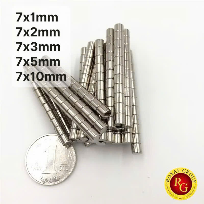 Nam châm viên đất hiếm 7x10mm, 7x5mm, 7x3mm, 7x2mm, 7x1mm (combo 10 viên)