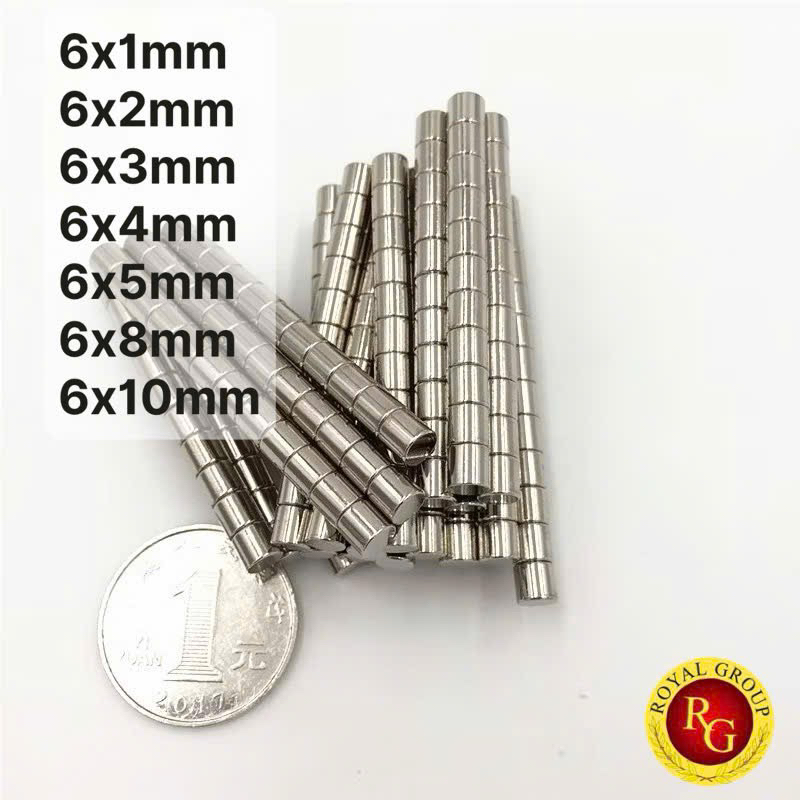 Nam châm viên đất hiếm đường kính 6mm - 6x1mm, 6x2mm, 6x3mm, 6x4mm, 6x5mm, 6x8mm, 6x10mm (15 viên)