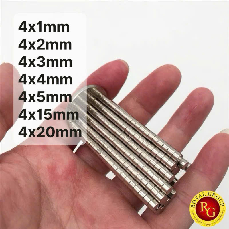 Nam châm viên. Nam châm trắng đường kính 4mm - 4x1mm, 4x2mm, 4x3mm,4x4mm, 4x5mm, 4x15mm, 4x20mm (20 viên)