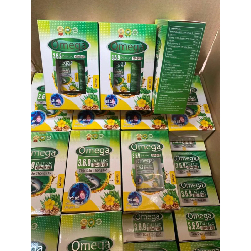 Viên uống Omega 369 diệp lục cần tây tinh dầu thông đỏ dầu gấc giúp sáng mắt