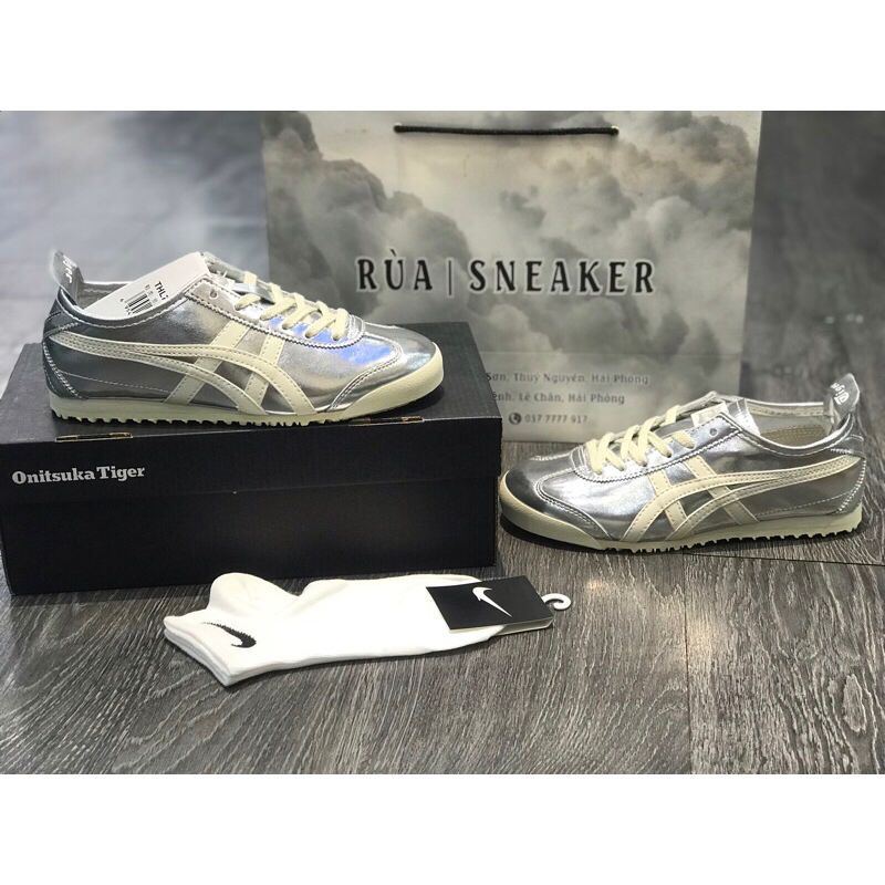 (Rùa Sneaker) Siêu Phẩm Giày Thể Thao Ti/ger M/exico 66 Sliver Bạc Cao Cấp Ảnh Thật
