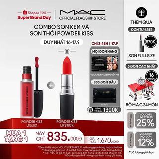  MAC - Bộ 2 món: Son kem Powder Kiss Liquid Lipcolour 5ml, Son thỏi Powder Kiss Lipstick