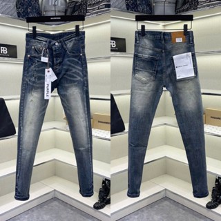 Quần jean bò nam Purple skinny xanh đậm wash bụi cào xước nhẹ đùi dập nhăn 3D loang mác lụa boy phố QJ603P