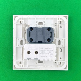 Ổ Cắm Đơn 2 Chấu 16A + Ổ USB 5V 2.1A Vuông Sino Dòng S98CC - Hàng Ghép Mặt Vuông S98CCU+USB