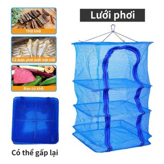 Lồng Phơi Cá Khô 4 Tầng Chống Ruồi Muỗi, Côn Trùng Bằng Lưới PE Dễ Dàng Vệ Sinh Có Thể Thu Gọn